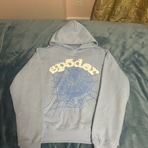 Sky Blue Web Sp5der Hoodie
